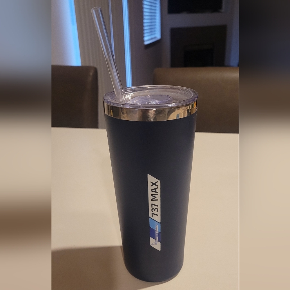 737 MAX Stainless Steel Tumbler with Lid And Straw